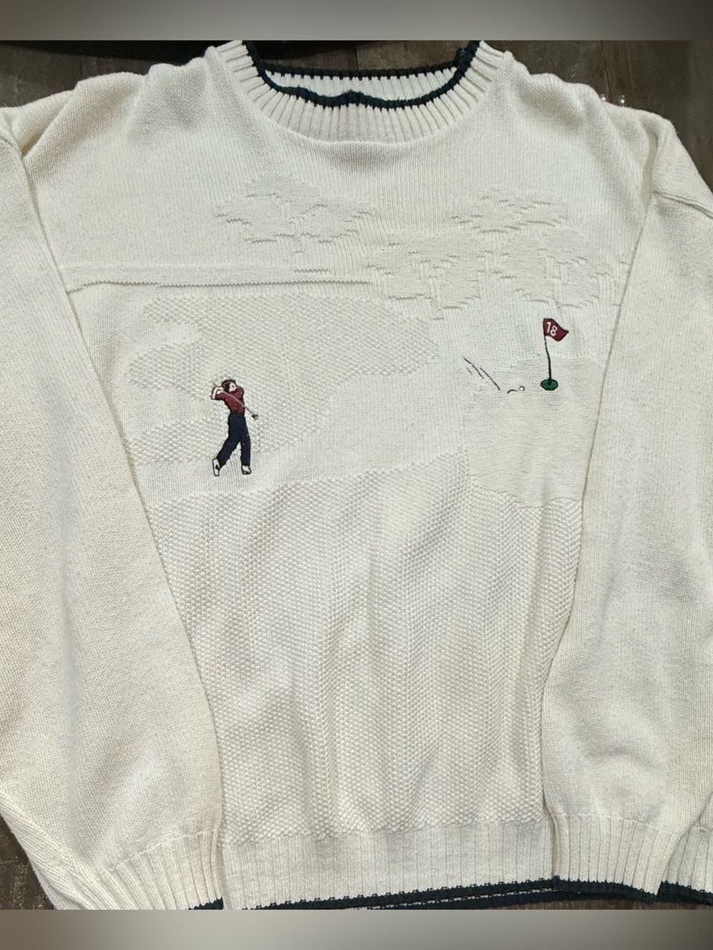 Vintage 90s Nutmeg Mills Embroidered Cotton Golf Sweater XL